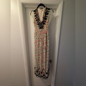 Floral Sheered Sleeve Maxi Dress
